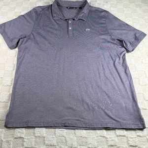 Travis Mathew‎ XXL Purple Striped Golf Polo Shirt Mens Casual Short Sleeve